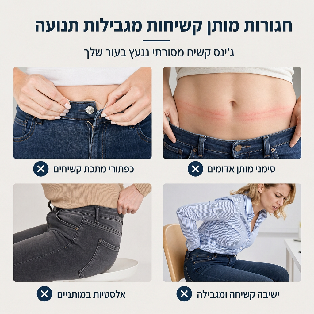 👖 ללא כפתורים, ללא צביטה | ג'ינס נשים במתיחה בגזרה גבוהה עם משיכה קלה