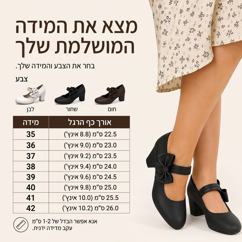 נעלי עקב עבות אלגנטיות לנשים עם רצועת קשת