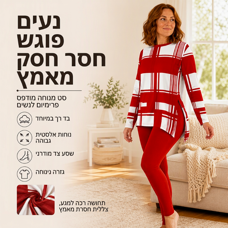 סט נשים עם חולצה ארוכת שרוולים מודפסת וחותלות