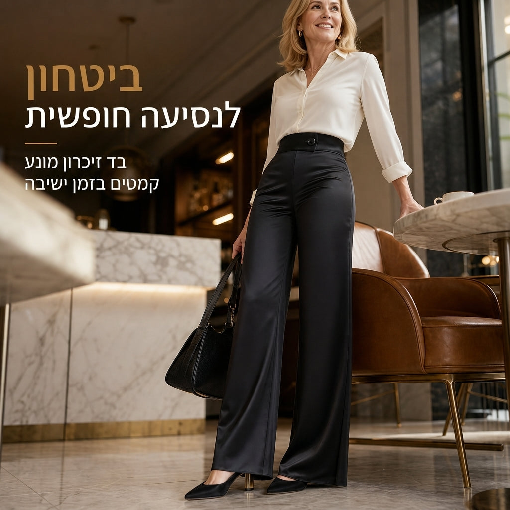 ✨ מותן אסימטרי, פידור אלגנטי | מכנסיים רחבים מסאטן לנשים