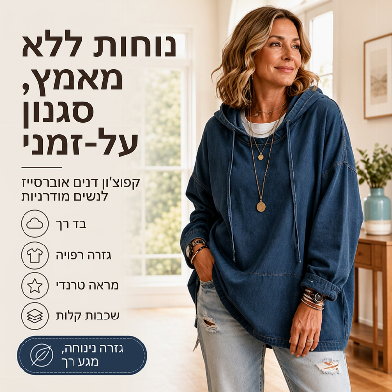 סווטשירט ג'ינס קז'ואלי לנשים