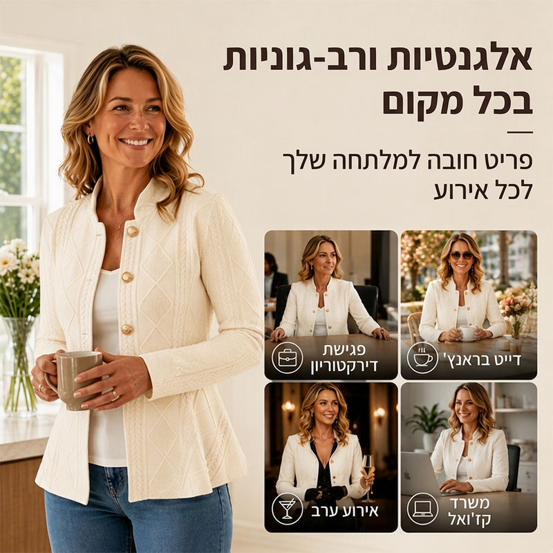 בלזר נשים אלגנטי עם פרחי שרוול מרופדים וחצאית פפלום