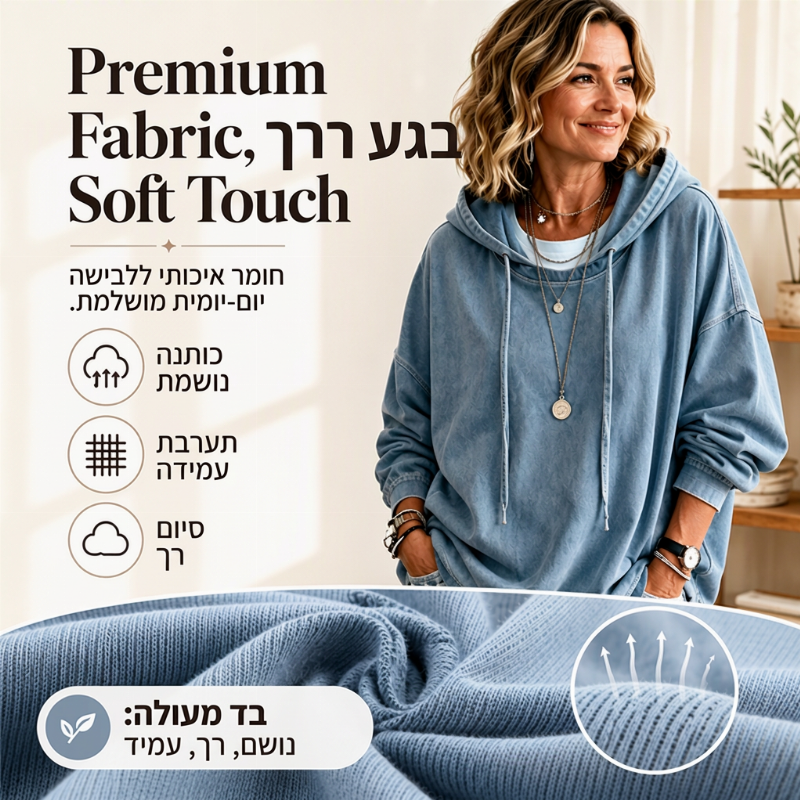 סווטשירט ג'ינס קז'ואלי לנשים
