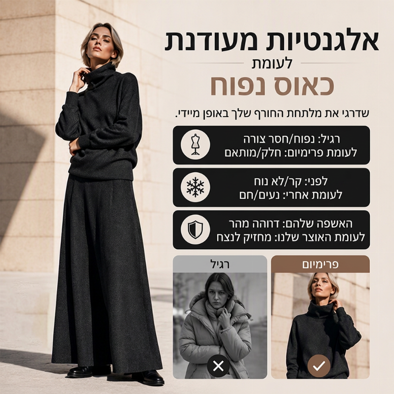 סט נשים עם טופ צוואר גולף וחצאית מקסי