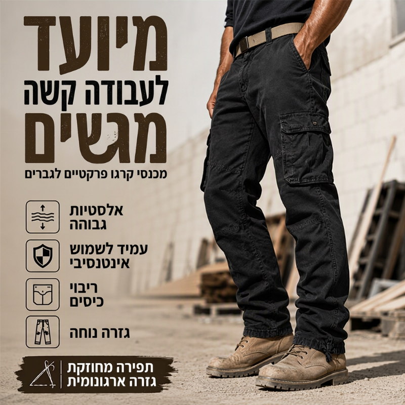 מכנסי טקטיקה קרגו לגבר עם מספר כיסים