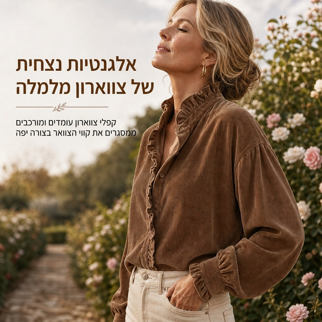 🌿 אלגנטיות מרוכסת, גזרה וינטג' נינוחה | חולצת קורדרוי לנשים