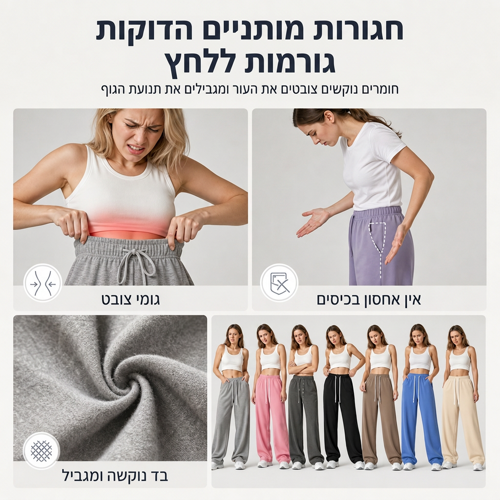 מכנסי ס�weatpants רחמים ונוחות לנשים, בסגנון קז'ואל ובגזרה רחבה