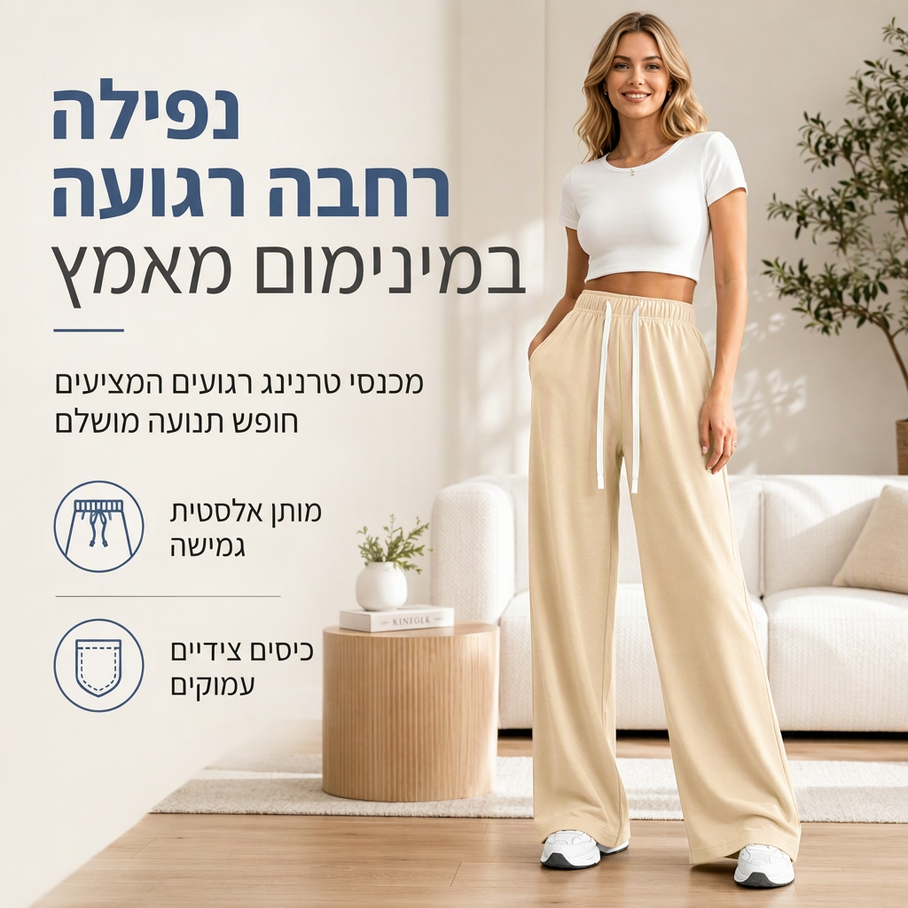 מכנסי ס�weatpants רחמים ונוחות לנשים, בסגנון קז'ואל ובגזרה רחבה