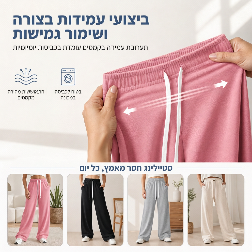 מכנסי ס�weatpants רחמים ונוחות לנשים, בסגנון קז'ואל ובגזרה רחבה
