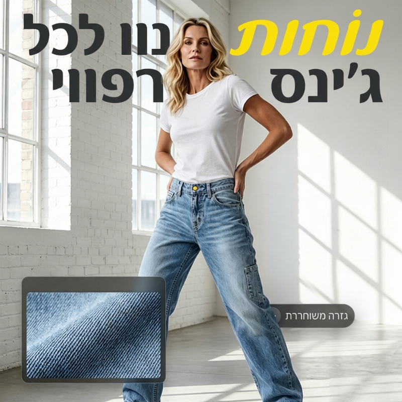ג'ינס סחבה ישר לנשים בהתאמה נינוחה