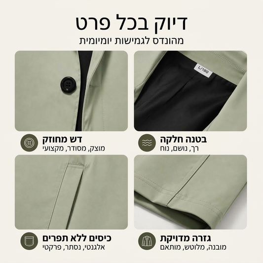 מעין אמצע באורך מינימליסטי לגבר עם סגירת כפתור אחת