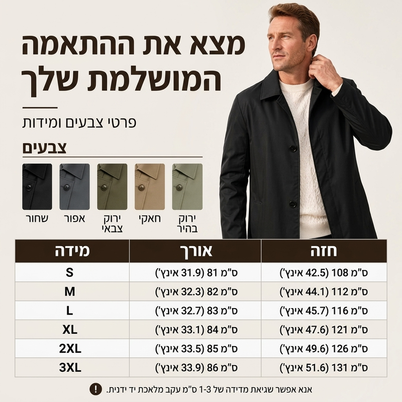 מעין אמצע באורך מינימליסטי לגבר עם סגירת כפתור אחת