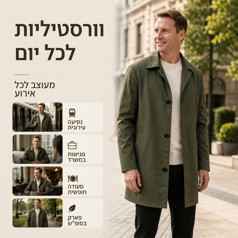 מעין אמצע באורך מינימליסטי לגבר עם סגירת כפתור אחת