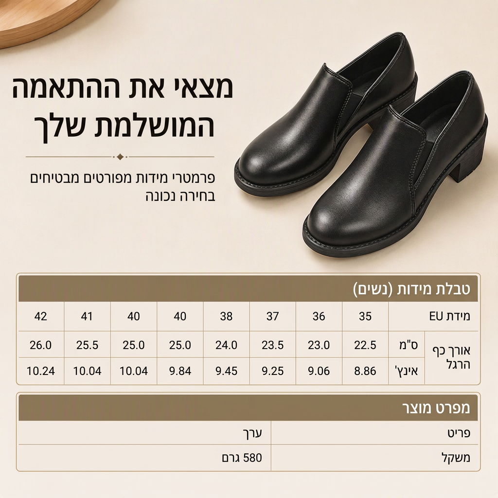 נעלי פומפ לנשים בסגנון בריטי רטרו, החלקה על העקב, עקב בלוק אמצעי, מידות גדולות, עקב עבה, נעלים נמוכות