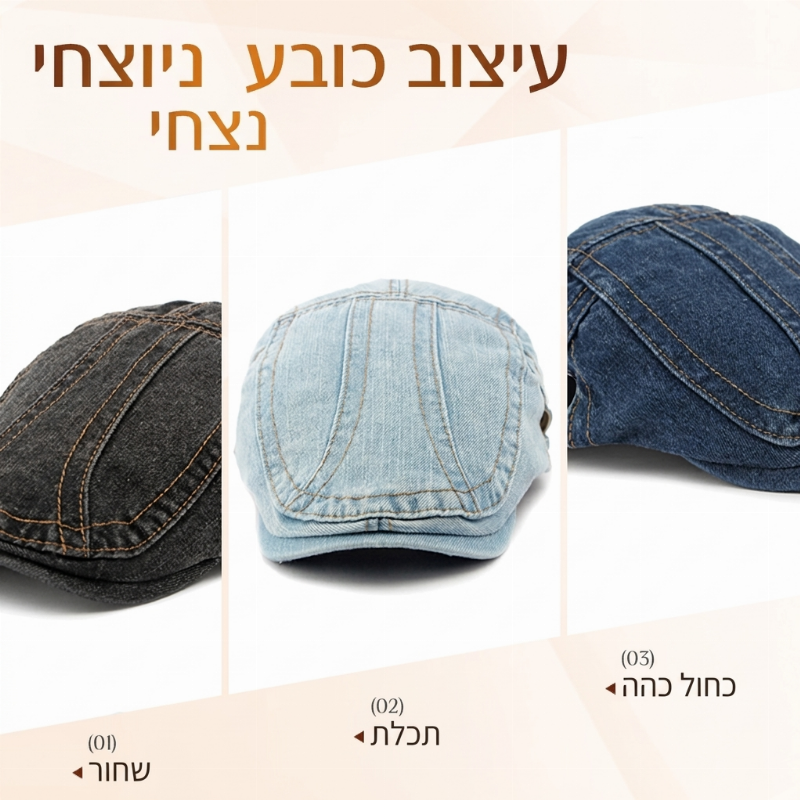 🧢 כובע ניוסבוי וינטג' מג'ינס | כובע שטוח רטרו קלאסי חד-מיני
