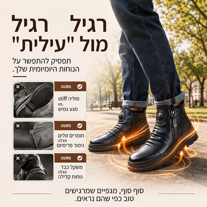 🖤מבצע בלאק פריידי: 50% הנחה🖤מגפי חום גבריים עם בטנה חחמה ועמידה להחלקה