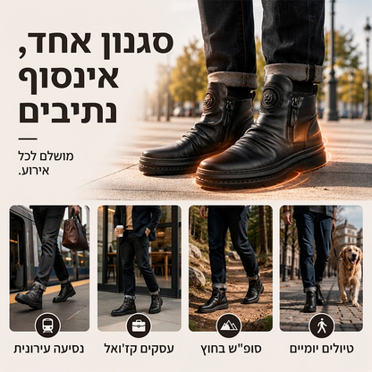🖤מבצע בלאק פריידי: 50% הנחה🖤מגפי חום גבריים עם בטנה חחמה ועמידה להחלקה