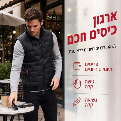 🦺 חום גוף, אחסון ללא שימוש בידיים | אפוד עבודה מרופד מרובה כיסים לגברים