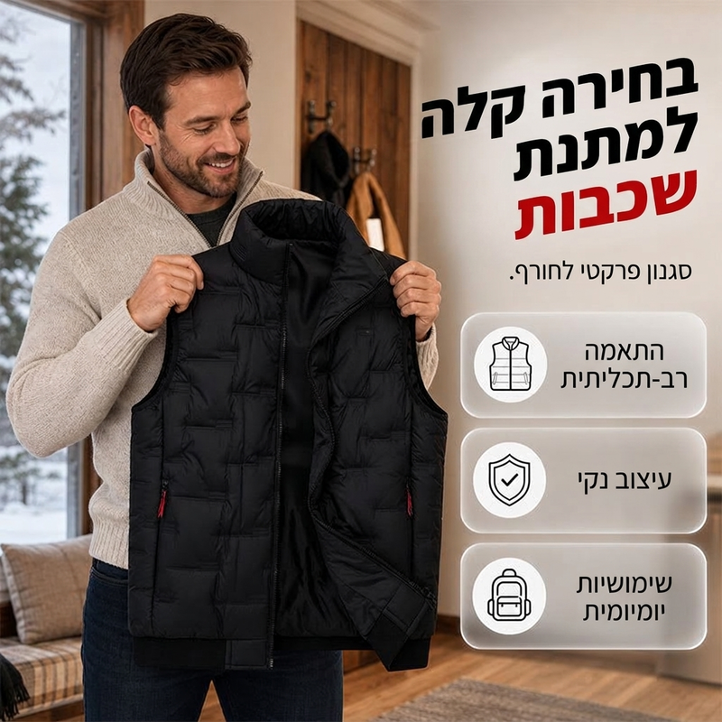🦺 חום גוף, אחסון ללא שימוש בידיים | אפוד עבודה מרופד מרובה כיסים לגברים