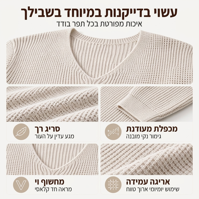 חולצת סריקה נינוחה עם צווארון עגול לגברים
