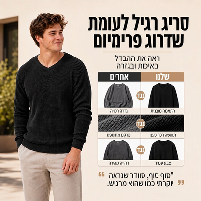 חולצת סריקה נינוחה עם צווארון עגול לגברים