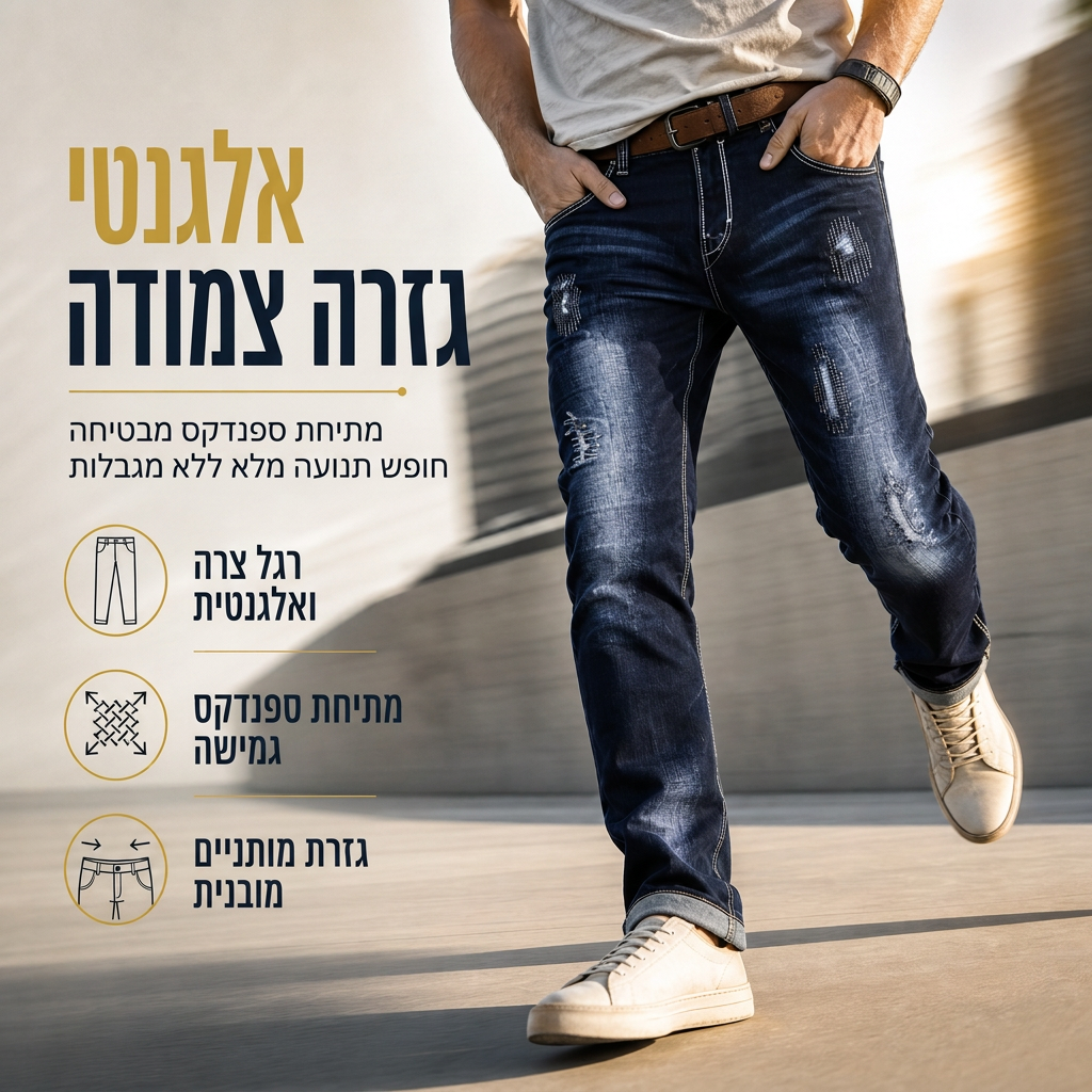 🖤מבצע בלאק פריידי: 50% הנחה 🖤👖 נוחות נמתחת, גזרה slender חדה | ג'ינס דנית מרופט לגברים
