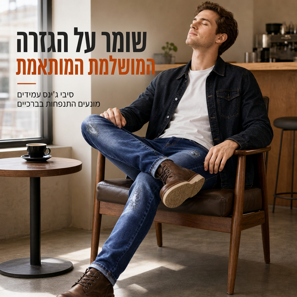 🖤מבצע בלאק פריידי: 50% הנחה 🖤👖 נוחות נמתחת, גזרה slender חדה | ג'ינס דנית מרופט לגברים