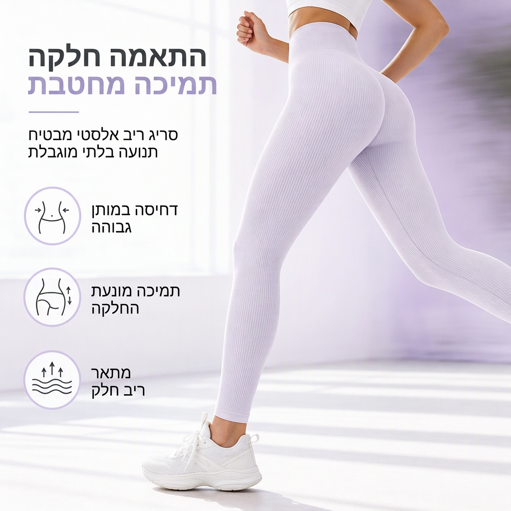 מכנסי יוגה צמודים חסרי תפרים עם מותן גבוה, מתאימים לאימון כושר ולפעילות גופנית