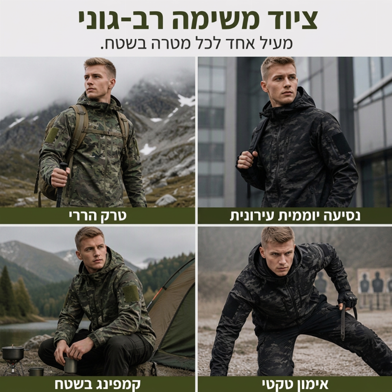 מעיל גברים קמורפלייג'י חיצוני עם ברדס