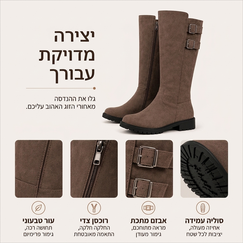 מגפיים נשים בכיכר האצבע גבוהים עד הברך