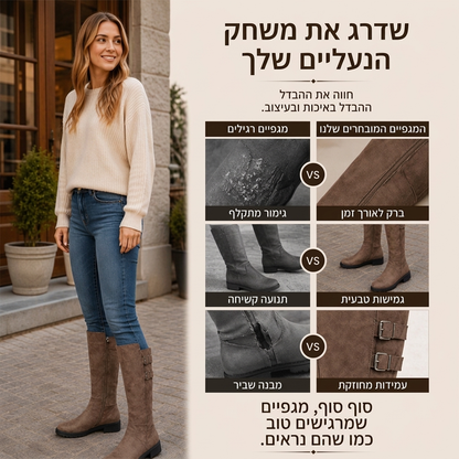 מגפיים נשים בכיכר האצבע גבוהים עד הברך
