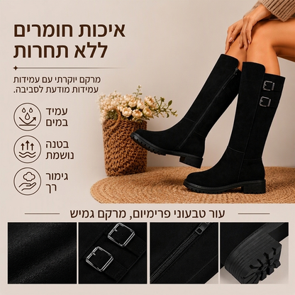 מגפיים נשים בכיכר האצבע גבוהים עד הברך