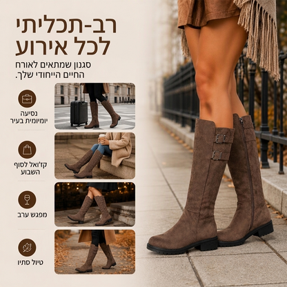 מגפיים נשים בכיכר האצבע גבוהים עד הברך