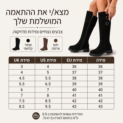 מגפיים נשים בכיכר האצבע גבוהים עד הברך