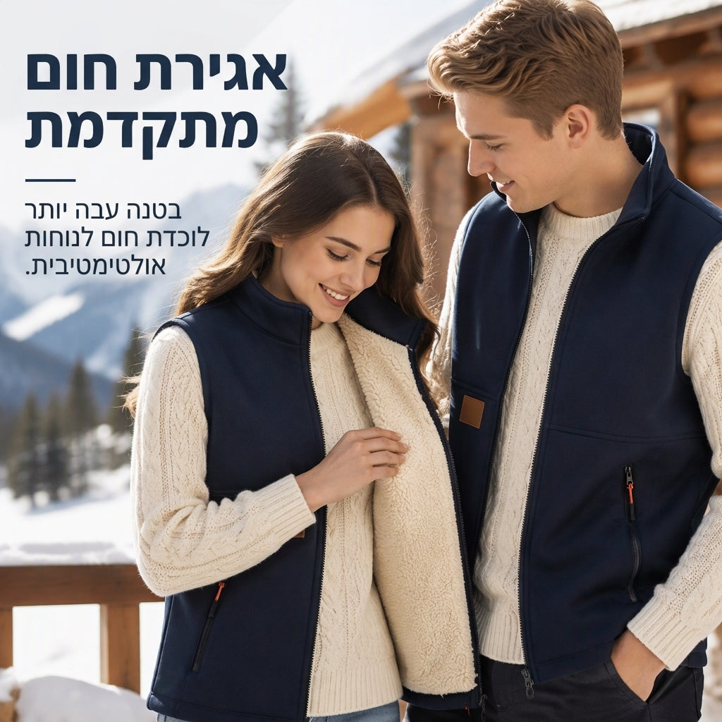 אפוד חם לחורף בטכסיס קטיפה, לגברים ולנשים