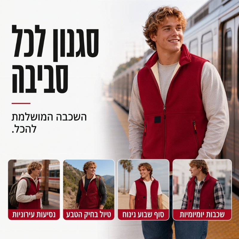 אפוד חם לחורף בטכסיס קטיפה, לגברים ולנשים