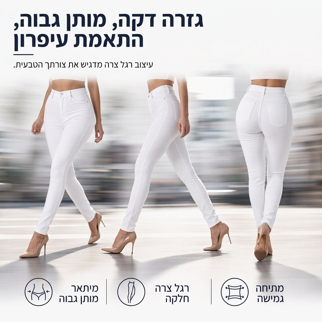 מכנסי נשים דקים בהתאמה להדגשה, עם מותן גבוה וחתוך בצורת עיפרון