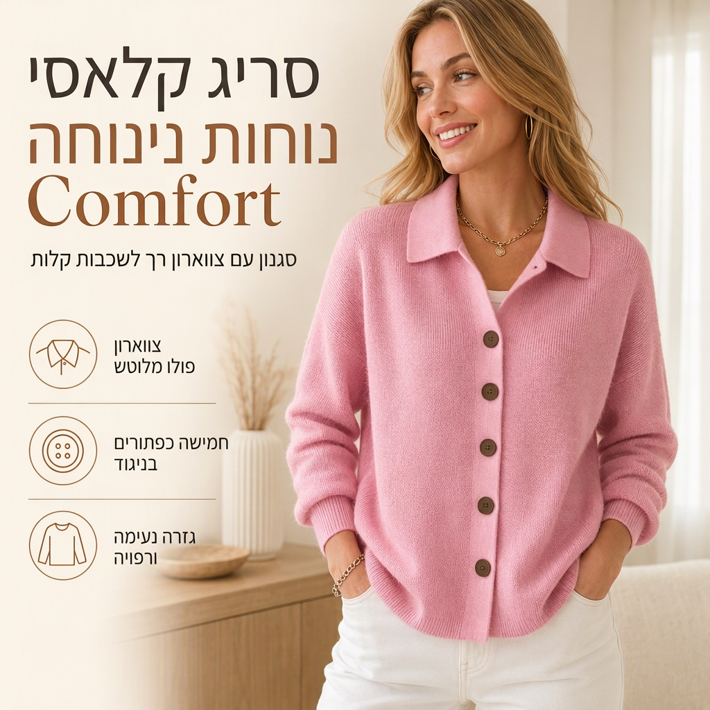 קרדיגן סריגה קז'ואלי לנשים