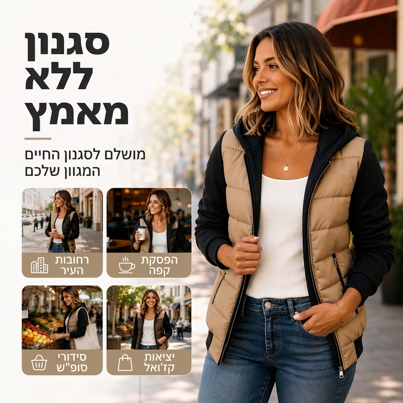 ז'קט עם צווארון מעורר ומלא ריפוד לנשים בעיצוב בלוק צבעוני