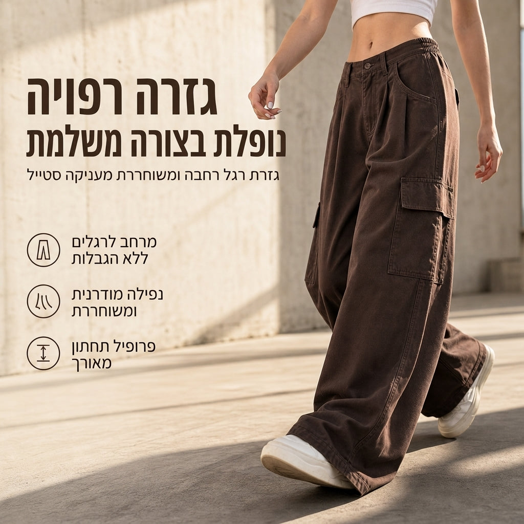 💖מבצע ענק של בלאק פריידי – 50% הנחה!💖מכנסי סרגן לאשה עם מותן גבוה, חיתוך רחב ותיקיות תועלתיים, מכנסי כותנה מעורבת בהתאמה רופפת