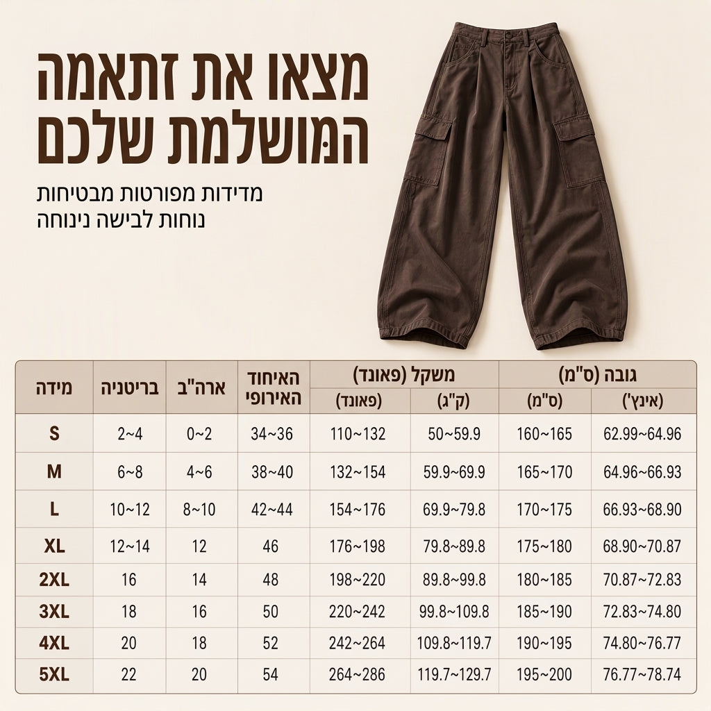 💖מבצע ענק של בלאק פריידי – 50% הנחה!💖מכנסי סרגן לאשה עם מותן גבוה, חיתוך רחב ותיקיות תועלתיים, מכנסי כותנה מעורבת בהתאמה רופפת