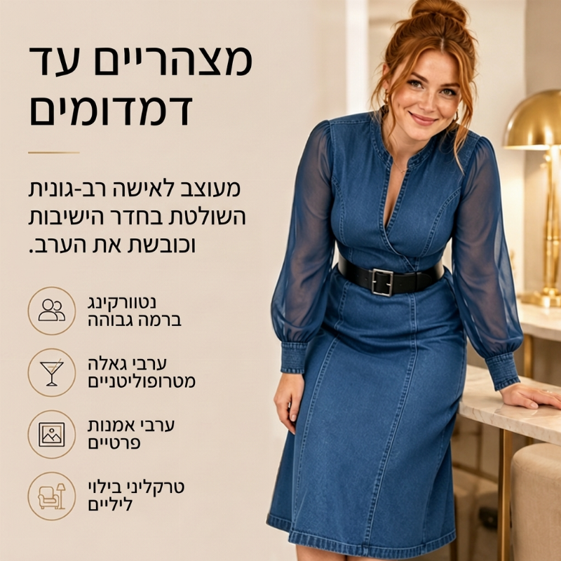 שמלה מידי דנים בהתאמה צרה עם צווארון עמידה