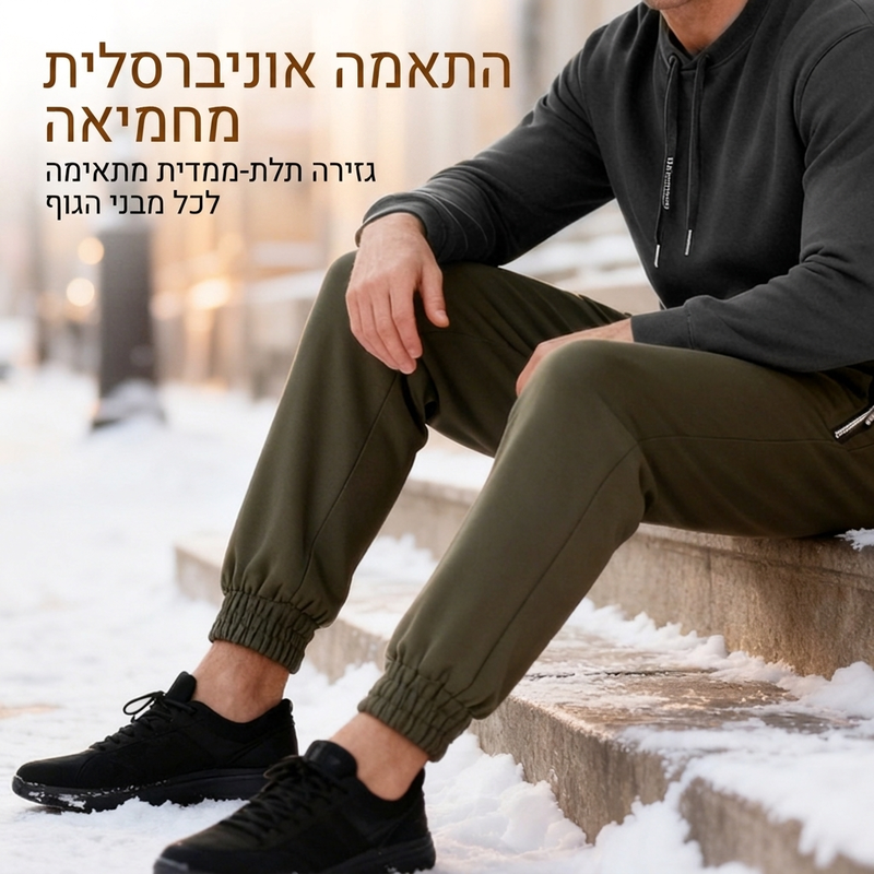 מכנסיים גבריים עמידים במים מרופדים בתוספת חום עם שרוך