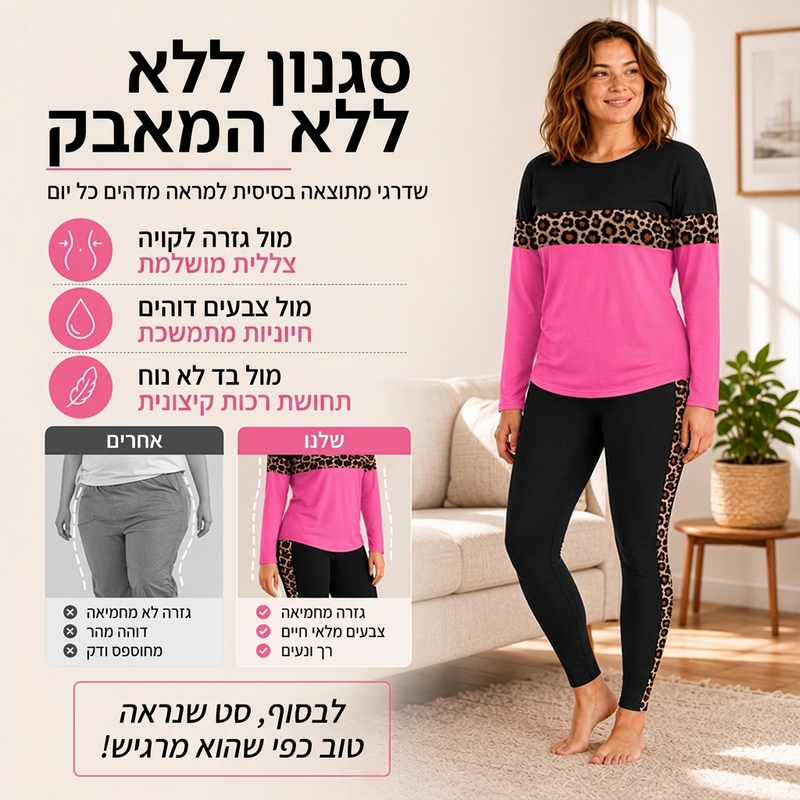 סט 2 חלקים לנשים עם הדפס נמר אופנתי