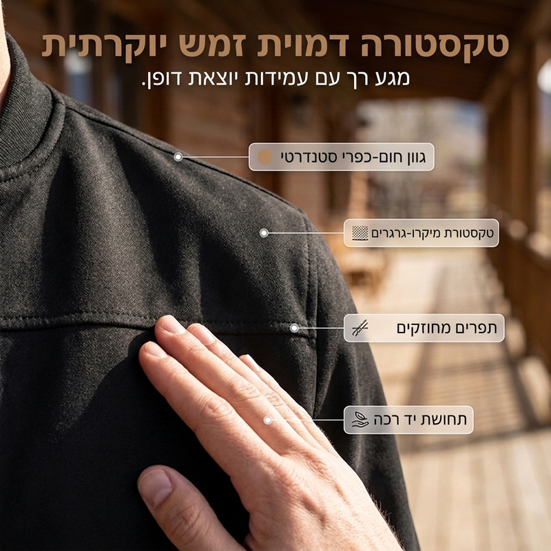 מעיל בומברט קלאסי לגבר עם כניסת רוכסן