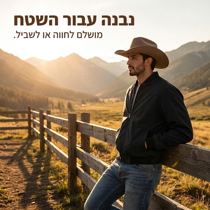 מעיל בומברט קלאסי לגבר עם כניסת רוכסן