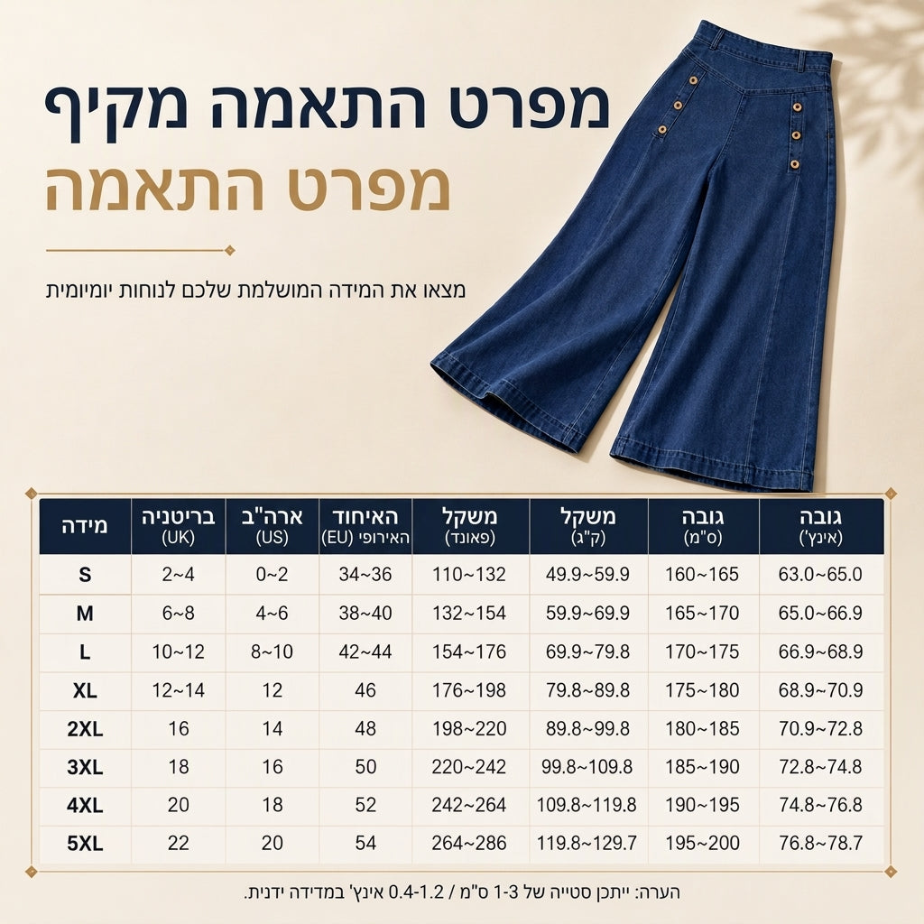 ⏰  מבצע ענק של בלאק פריידי – 50% הנחה!✨ מכנסי ג'ינס בעלי מותן גבוה, רגליים רחבות ונמתחות, מעוטרים בכפתורי נוי