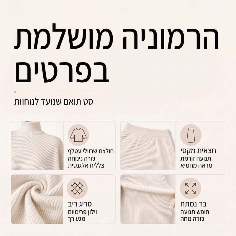 🔥 הנחה של 50%🔥 סט חולצת שרוולי עטף לנשים עם חצאית ארוכה