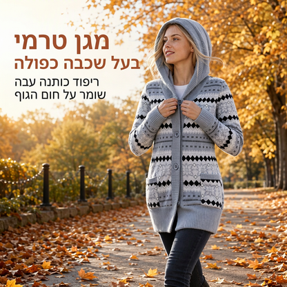 💖מבצע ענק של בלאק פריידי - 50% הנחה!💖 🌼סוודר נשים באורך בינוני עם ברדס ובטנת כותנה