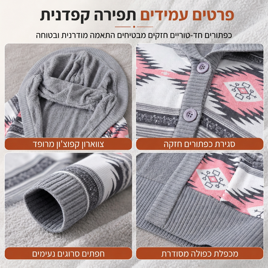 💖מבצע ענק של בלאק פריידי - 50% הנחה!💖 🌼סוודר נשים באורך בינוני עם ברדס ובטנת כותנה